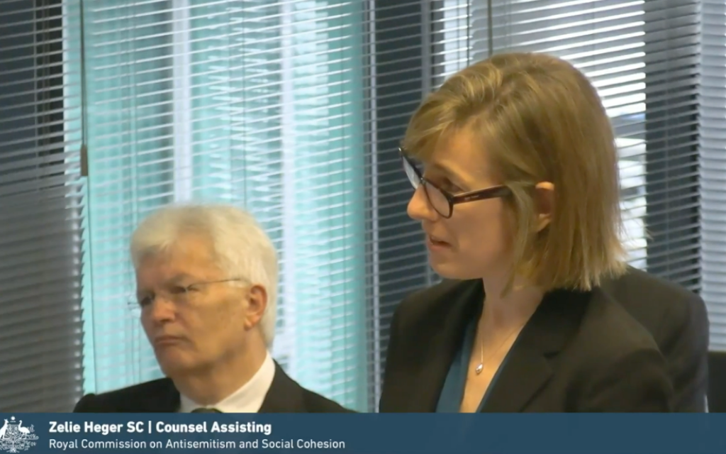 Counsel Assisting, Zelie Heger SC. Photo: screenshot Counsel Assisting, Zelie Heger SC. Photo: screenshot