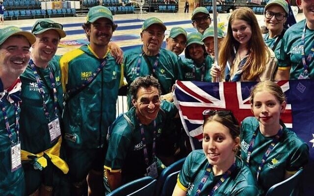 Australian team members inside Teddy Stadium in Jerusalem during the opening ceremony on July 1. Australian team members inside Teddy Stadium in Jerusalem during the opening ceremony on July 1.