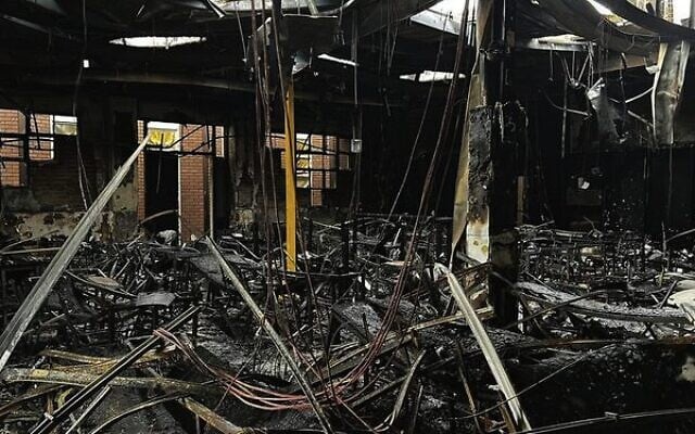 Inside the Adass Israel synagogue after it was set on fire.
Photo: Yumi Rosenbaum Inside the Adass Israel synagogue after it was set on fire.
Photo: Yumi Rosenbaum