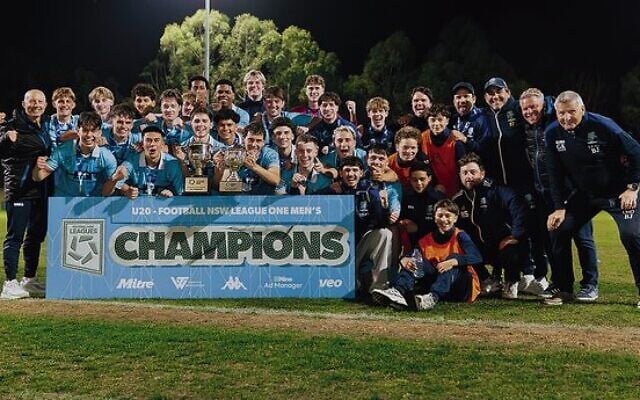 Hakoah FC's State League One U20 men's team after winning the grand final last Saturday night. Hakoah FC's State League One U20 men's team after winning the grand final last Saturday night.