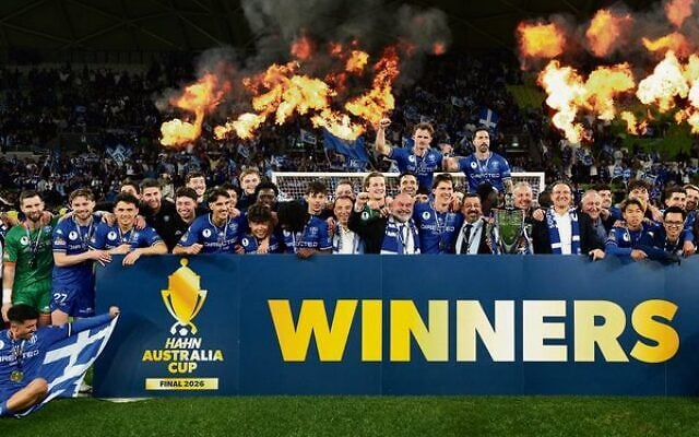 South Melbourne celebrate winning the 2026 Australia Cup final against Melbourne Victory at AAMI Park on October 10.
Photo: AAP Image/Scott Barbour South Melbourne celebrate winning the 2026 Australia Cup final against Melbourne Victory at AAMI Park on October 10.
Photo: AAP Image/Scott Barbour
