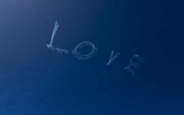The skywriting above Bondi last Friday.
Photo: Instagram The skywriting above Bondi last Friday.
Photo: Instagram