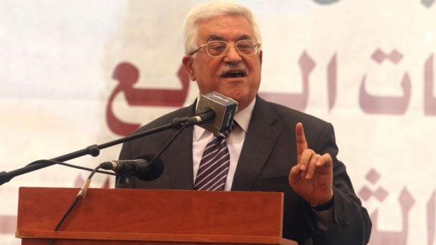رئيس السلطة الفلسطينية محمود عباس في خطاب أمام طلبة الجامعات 2012 (بعدسة عصام ريماوي/ فلاش 90)