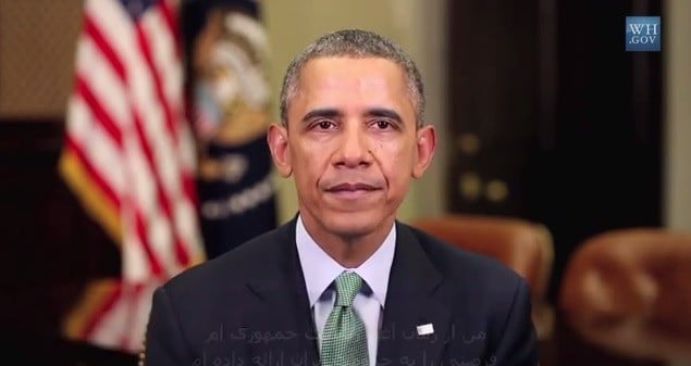 الرئيس اوباما يتمنى للشعب الايراني النوروز سعيد (من شاشة اليوتوب) الرئيس اوباما يتمنى للشعب الايراني النوروز سعيد (من شاشة اليوتوب)