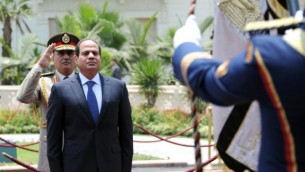الرئيس المنتخب عبد الفتاح السيسي خلال استعراض حرس الشرف و مراسم تسليم السلطة في القاهرة، 8 يونيو 2014. (AFP / الرئاسة المصرية)