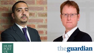 At a September 15, 2014 London debate, editor Mehdi Hasan, left, and journalist Jonathan Freedland highlighted high levels of anti-Semitism and Islamophobia in the UK and suggested there should be common cause in ending it. (courtesy)