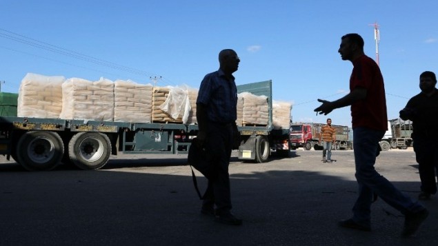 معبر كرم أبو سالم  14 أكتوبر عام 2014،  رفح في جنوب قطاع غزة.AFP PHOTO / SAID KHATIB