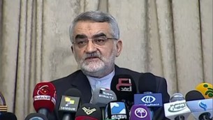 رئيس لجنة الامن القومي والسياسة الخارجية بمجلس الشورى الاسلامي الايراني علاء الدين بروجردي (screen capture:YouTube/PressTVvideos)