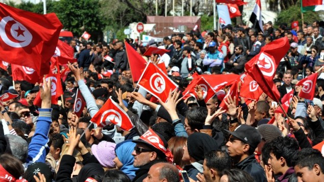 مظاهرة ضد التطرف امام متحف باردو في تونس، 29 مارس 2015 (FETHI BELAID / AFP)