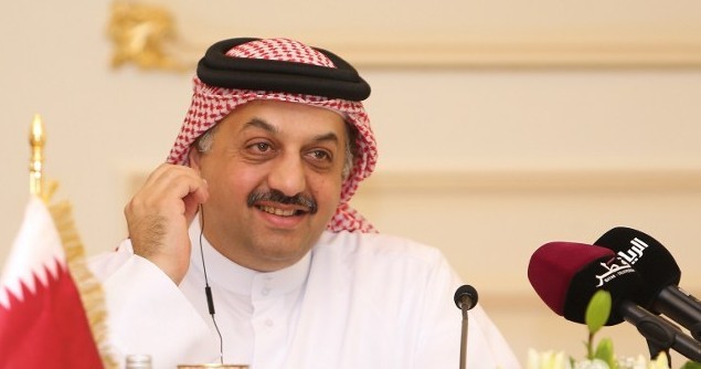 وزير الخارجية القطري خالد بن محمد العطية خلال مؤتمر صحافي في الدوحة، 3 اغسطس، 2015. (AFP/Al-Watan Doha/Karim Jaafar) وزير الخارجية القطري خالد بن محمد العطية خلال مؤتمر صحافي في الدوحة، 3 اغسطس، 2015. (AFP/Al-Watan Doha/Karim Jaafar)