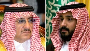ولي العهد الامير محمد بن نايف، 56،  وزير الداخلية وقائد عمليات مكافحة الارهاب (يسار) والامير محمد بن سلمان الثلاثيني نجل الملك ووزير الدفاع (AFP)