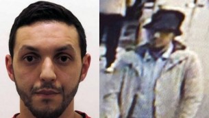 يعتقد ان محمد عبريني، المشتبه في اعتداءات باريس، في الصورة على اليسار التي نشرتها الشرطة البلجيكية، هو ’الرجل الثالث’ في اعتداء مطار بروكسل في 22 ةارس (AFP Photo/Belgian Federal Police/STR and Twitter)