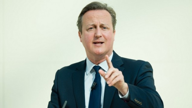 رئيس الوزراء البريطاني ديفيد كاميرون يقدم خطاب حول الاتحاد الاوروبي في المتحف البريطاني في لندن، 9 مايو 2016 (LEON NEAL / POOL / AFP)