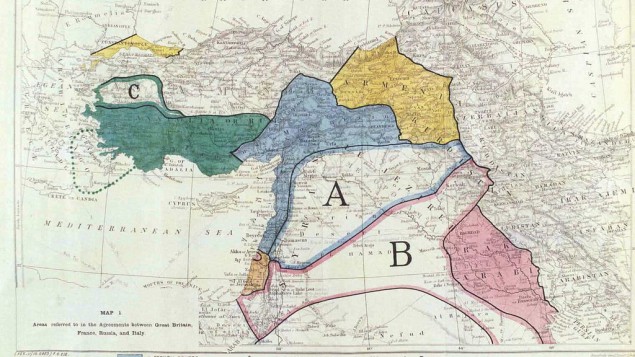 خارطة اتفاق سايكس بيكو في الشرق الاوسط (CC BY-SA Paolo Porsia, Flickr)