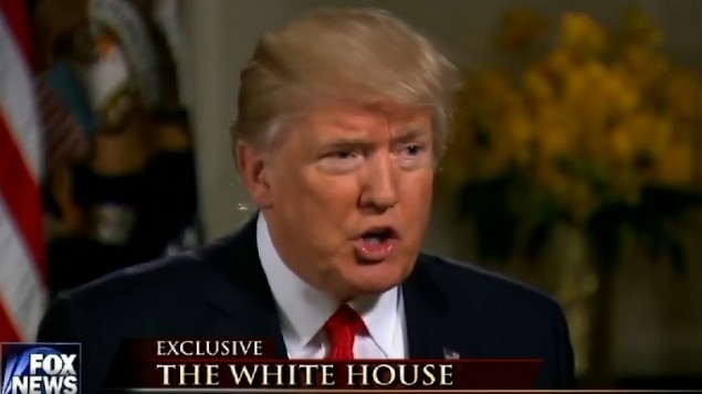 الرئيس الامريكي دونالد ترامب خلال مقابلة مع قناة فوكس، 5 فبراير 2017 (Screenshot)