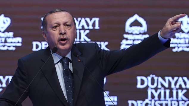 الرئيس التركي رجب طيب اردوغان خلال خطاب في اسطنبول، 12 مارس 2017 (OZAN KOSE / AFP)