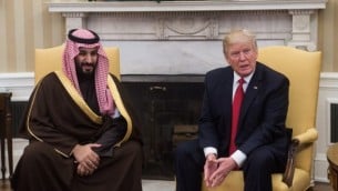 الرئيس الأمريكي دونالد ترامب مع ولي ولي العهد ووزير الدفاع السعودي محمد بن سلمان خلال حديث مع وسائل الإعلام في المكتب البيضاوي في البيت الأبيض في العاصمة الأمريكية واشنطن، 14 مارس، 2017. (AFP/Nicholas Kamm)