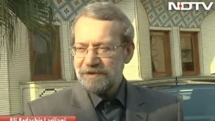 رئيس البرلمان الإيراني علي لاريجاني. (screen capture: Youtube/NDTV)