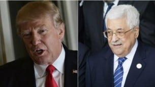 الرئيس الأمريكي دونالد ترامب في 3 فبراير، 2017 (من اليسار)؛ ورئيس السلطة الفلسطينية محمود عباس في 30 يناير، 2017.(Mandel Ngan/AFP; Zacharias Abubeker/AFP)