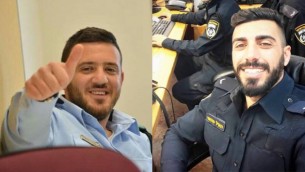 الضابط  كامل شنان، يسار، والضابط هايل سيتاوي، يمين، ضباط الشرطة الذين قتلوا في الهجوم بالقرب من الحرم القدسي في القدس في 14 يوليو 2017. (Israel Police)