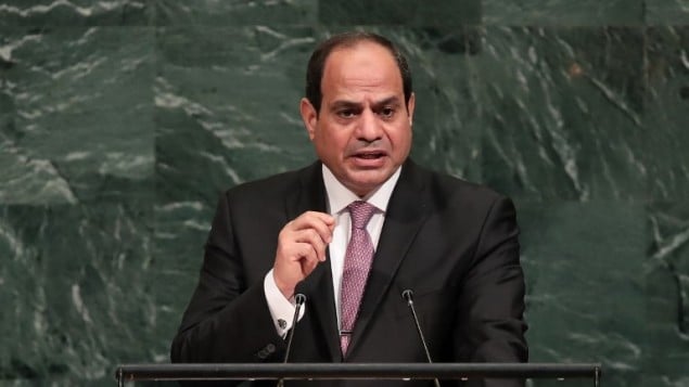 الرئيس المصري عبد الفتاح السيسيفي خطاب امام الجمعية العامة للأمم المتحدة في نيويورك، 19 سبتمبر 2017 (DREW ANGERER / GETTY IMAGES NORTH AMERICA / AFP) الرئيس المصري عبد الفتاح السيسيفي خطاب امام الجمعية العامة للأمم المتحدة في نيويورك، 19 سبتمبر 2017 (DREW ANGERER / GETTY IMAGES NORTH AMERICA / AFP)