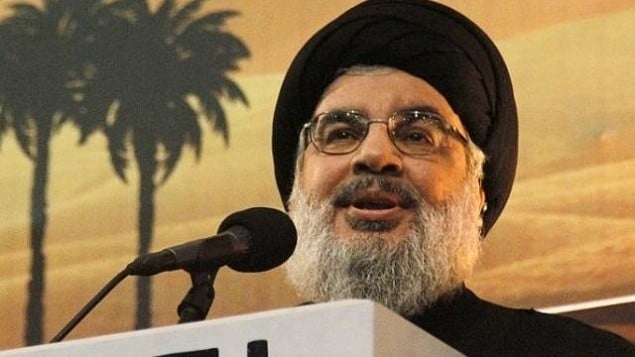 زعيم حزب الله حسن نصر الله يتحدث أمام مؤيديه في بيروت، لبنان، في 3 نوفمبر / تشرين الثاني 2014. (AFP/STR) زعيم حزب الله حسن نصر الله يتحدث أمام مؤيديه في بيروت، لبنان، في 3 نوفمبر / تشرين الثاني 2014. (AFP/STR)