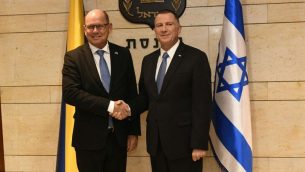 رئيس البرلمان السويدي اوربان الين ورئيس الكنيست الإسرائيلي يولي ادلشتين في الكنيست، 15 نوفمبر 2017 (Jorge Novominsky)