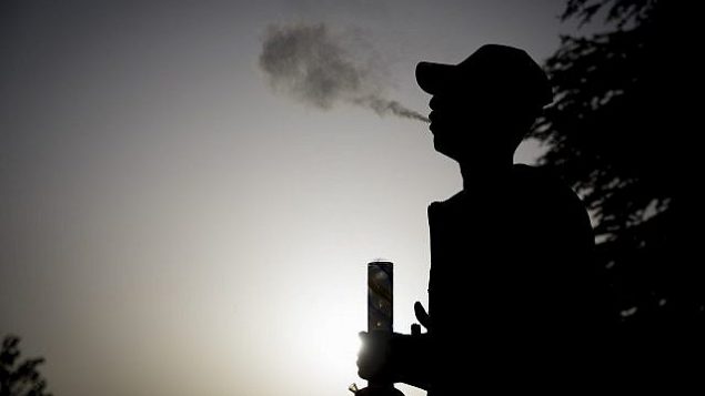 إسرائيلي يقف في حديقة الورود المقابلة للكنيست خلال اليوم العالم لتدخين الماريجوانا في القدس، 20 أبريل، 2017. (Yonatan Sindel/Flash90)