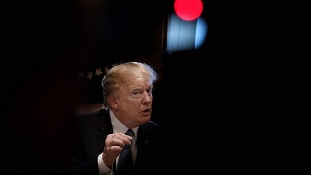 الرئيس الأمريكي دونالد ترامب يدلي بتصريحات للإعلام قبل اجتماع للمجلس الوزاري في البيت الأبيض، 21 يونيو، 2018. (AFP Photo/Olivier Douliery)