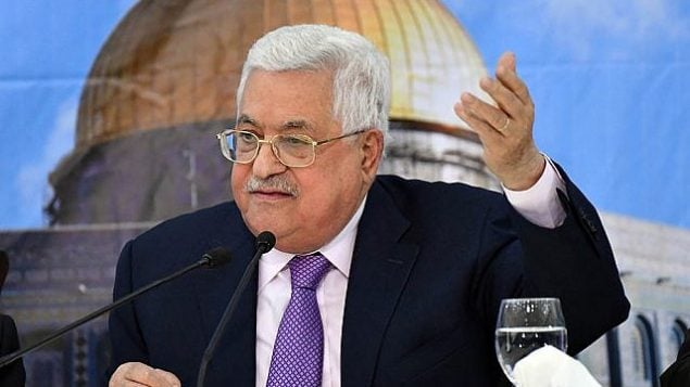 رئيس السلطة الفلسطينية محمود عباس يلقي خطاب في 15 أغسطس، 2018. (WAFA)