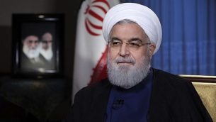 رئيس إيران حسن روحاني يخاطب الأمة في خطاب متلفز في طهران ، إيران ، 6 أغسطس 2018  Iranian Presidency Office via AP