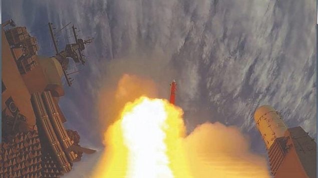 إطلاق صاروخ ’باراك-8’، الذي طورته شركة صناعات الفضاء الإسرائيلية خلال اختبار. (IAI)