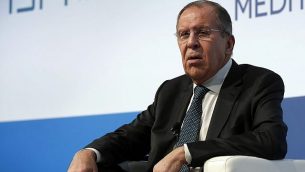 وزير الخارجية الروسي سيرغي لافروف يحضر مؤتمر الحوار المتوسطي في روما، الجمعة، 23 نوفمبر، 2018. (AP Photo / Alessandra Tarantino)