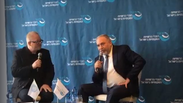 وزير الدفاع السابق افيغادرو ليبرمان في نتانيا، 22 نوفمبر 2018 (Screenshot)