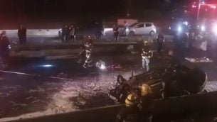 موقع حادث الطرق المروع في حيفا في 11 يناير، 2019. (screen capture: Twitter)