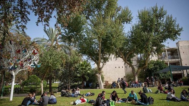 توضيحية: طلاب في حرم الجامعة العبرية في مدينة رحوفوت، 22 يناير، 2018.  (Miriam Alster/FLASH90)