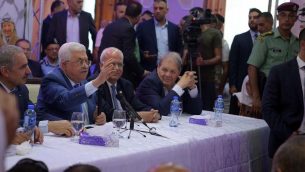 رئيس السلطة الفلسطينية محمود عباس يتحدث في مخيم الجلزون، 10 اغسطس 2019 (Wafa)