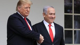 الرئيس الامريكي دونالد ترامب ورئيس الوزراء بنيامين نتنياهو في البيت الابيض، بواشنطن، 25 مارس 2019 (Manuel Balce Ceneta/AP)