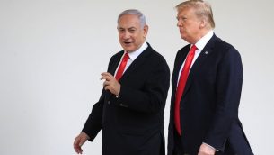 الرئيس الامريكي دونالد ترامب ورئيس الوزراء بنيامين نتنياهو في البيت الابيض، بواشنطن، 25 مارس 2019 (Manuel Balce Ceneta/AP)