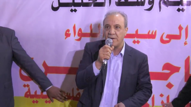 رئيس جهاز المخابرات العامة بالسلطة الفلسطينية ماجد فرج يتحدث في الخليل، 11 يونيو 2018. (Screenshot: Youtube) رئيس جهاز المخابرات العامة بالسلطة الفلسطينية ماجد فرج يتحدث في الخليل، 11 يونيو 2018. (Screenshot: Youtube)