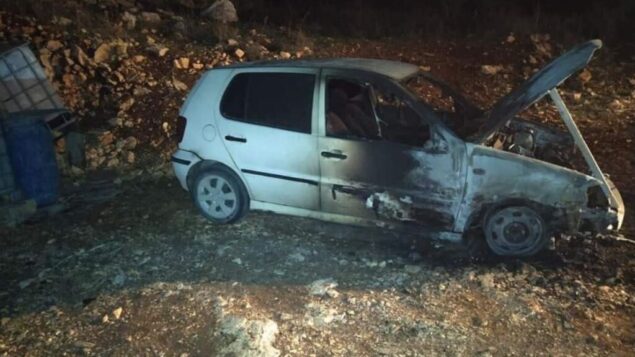 صورة توضيحية: سيارة أحرقت في هجوم على قرية فرعتة الفلسطينية، 20 ديسمبر 2019. (Far'ata municipality)