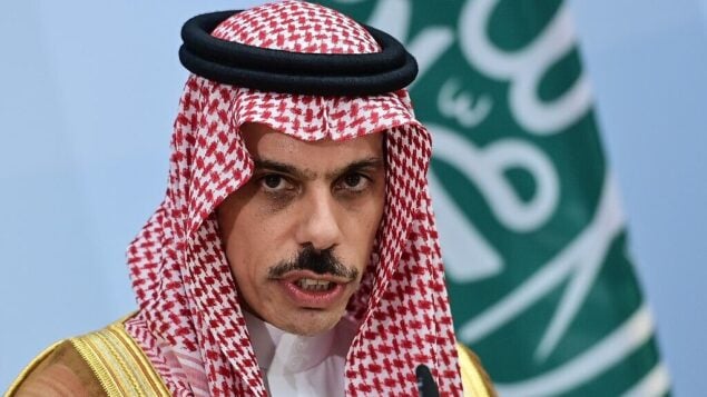 وزير الخارجية السعودي الأمير فيصل بن فرحان يحضر مؤتمرا صحفيا مشتركا مع وزير الخارجية الألماني هايكو ماس في برلين، 19 اغسطس 2020 (John MacDougall / Pool / AFP)