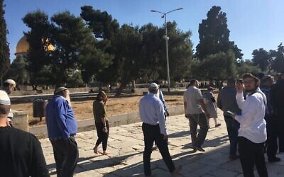 مجموعة من اليهود المتدينين تزور الحرم القدسي في البلدة القديمة بالقدس، بعد إعادة فتحه للجمهور، 23 مايو ، 2021. (Courtesy)