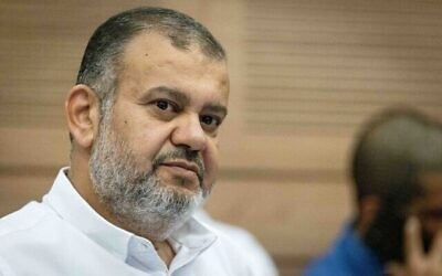 عضو الكنيست وليد طه (القائمة العربية الموحدة) يحضر جلسة للجنة المنظمة في الكنيست، 23 يونيو، 2021. (Yonatan Sindel / Flash90)