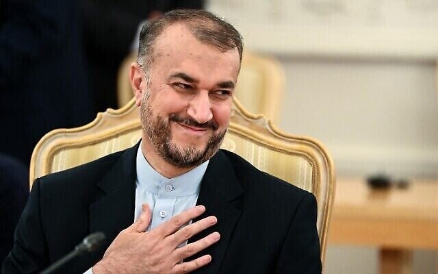 وزير الخارجية الإيراني حسين أمير عبد اللهيان قبل لقائه بنظيره الروسي في موسكو، 6 أكتوبر 2021 (Kirill Kudryavtsev / Pool / AFP)