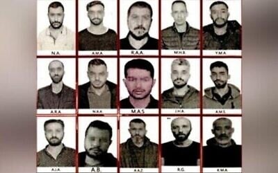 صور 15 رجلا يُزعم أنهم من عملاء الموساد، نشرتها صحيفة صباح التركية اليومية في 25 أكتوبر 2021 (لقطة شاشة)