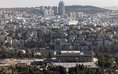 منظر عام للكنيست في القدس، 17 أكتوبر، 2021. (Nati Shohat / Flash90)