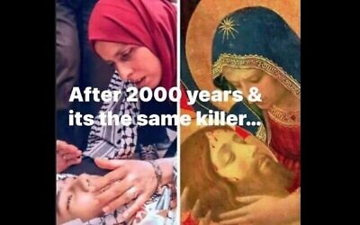 صورة نشرها مدير قناة الجزيرة السابق يعلن "نفس القاتل" وراء موت المسيح، الفلسطينيين. (لقطة شاشة)