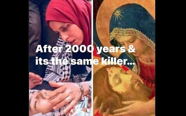 صورة نشرها مدير قناة الجزيرة السابق يعلن "نفس القاتل" وراء موت المسيح، الفلسطينيين. (لقطة شاشة)