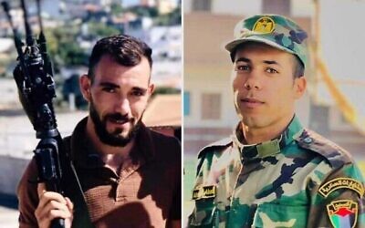 أحمد عابد (في الصورة من اليمين) وعبد الرحمن عابد، اللذان فتحا النار على جنود إسرائيليين ، مما أسفر عن مقتل ضابط إسرائيلي ، قبل أن يُقتلا في تبادل إطلاق النار الذي تلى ذلك، 14 سبتمبر، 2022. (Composite image: Twitter)